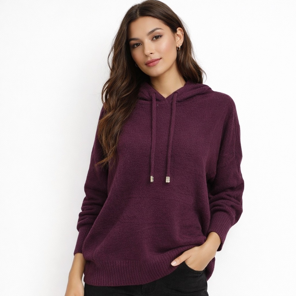 Express Purple Soft Balloon Sleeve Pullover Hoodie Womens Large NWT